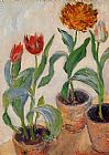 Claude Monet Three Pots of Tulips painting